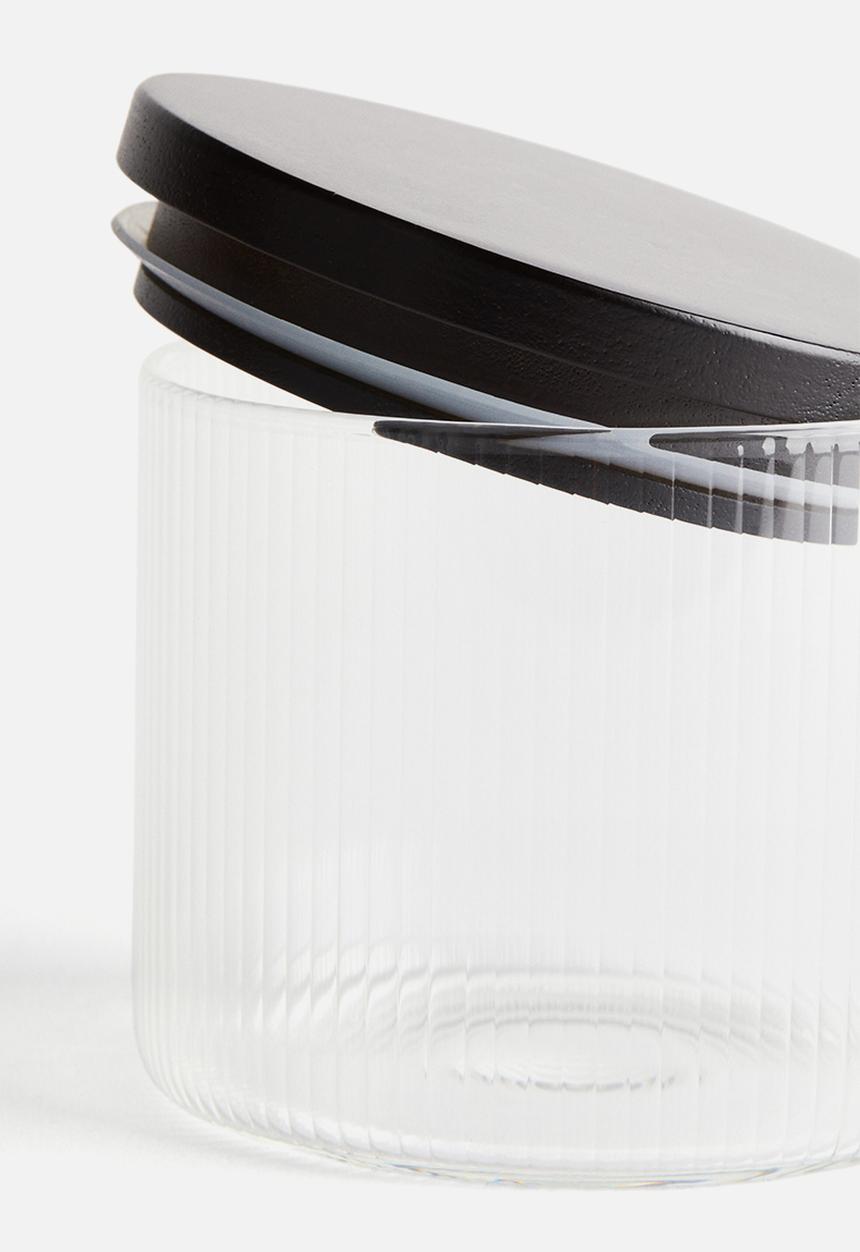 H&M - Small fluted glass jar - transparent