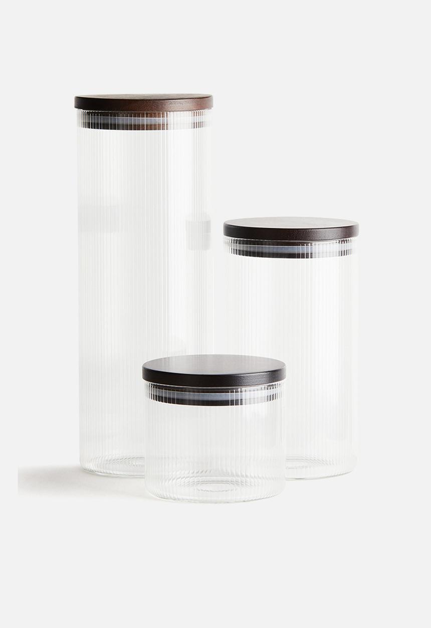 H&M - Small fluted glass jar - transparent