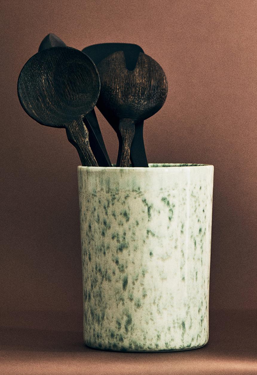 H&M - Stoneware utensil holder - green