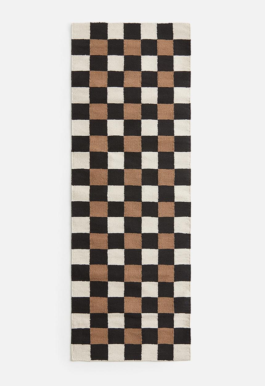 H&M - Checked cotton runner rug - brown/checked