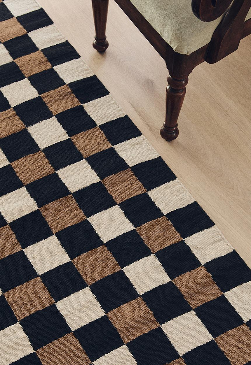 H&M - Checked cotton runner rug - brown/checked
