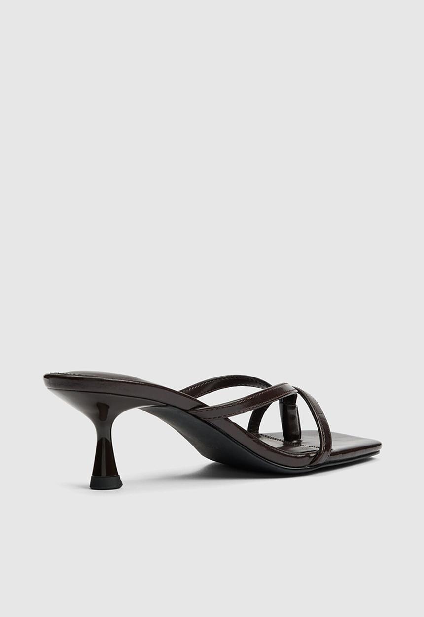 Forever New - Tammy toe thong heeled sandal in chocolate brown