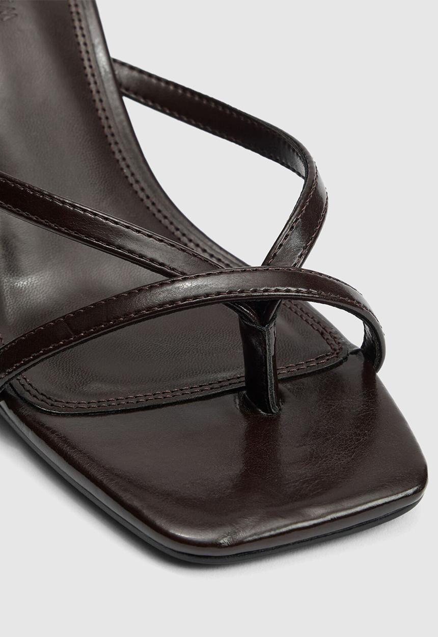 Forever New - Tammy toe thong heeled sandal in chocolate brown