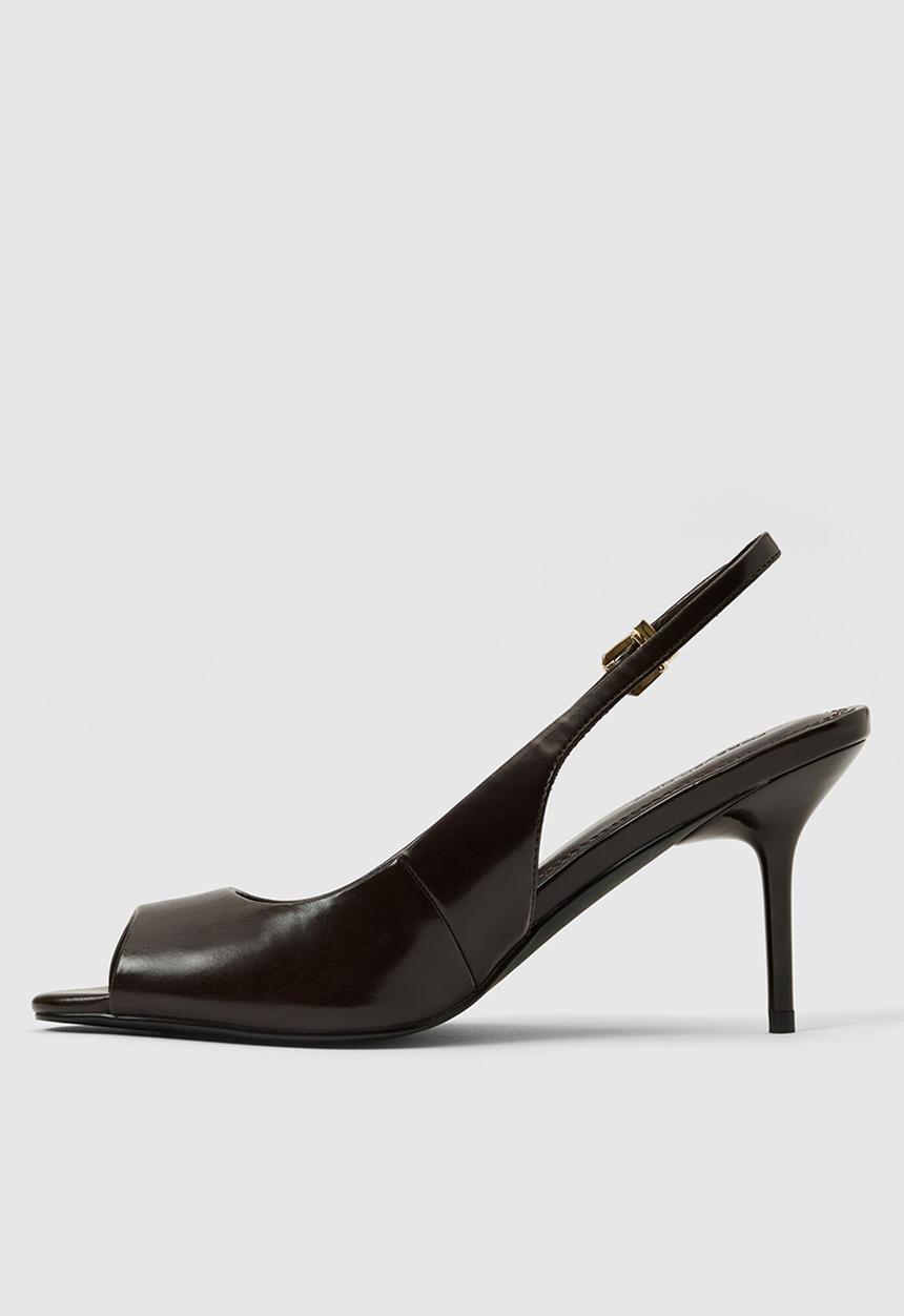 Forever New - Lana peep toe heeled slingback in chocolate brown