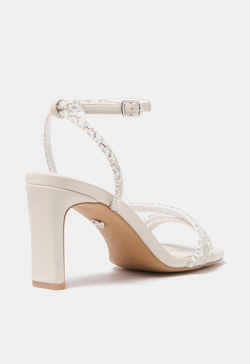 Forever New - Penelope asymmetrical pearl trim heel in ivory