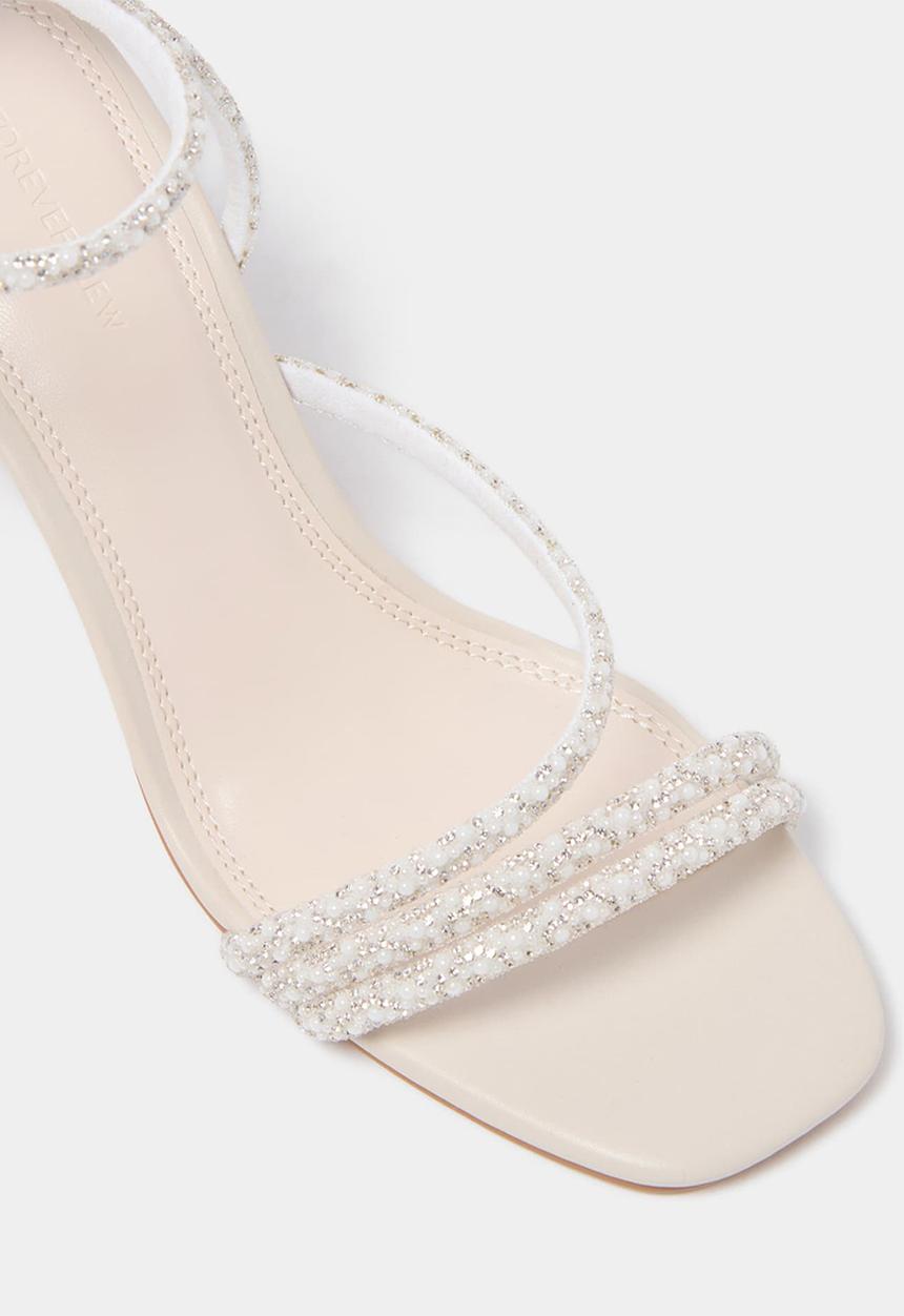 Forever New - Penelope asymmetrical pearl trim heel in ivory