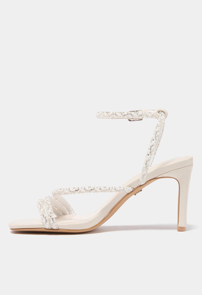 Forever New - Penelope asymmetrical pearl trim heel in ivory