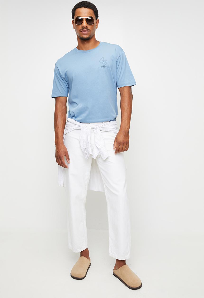 GUESS - Short sleeve  Bsc Dstrssd Quattro G Tee - Parisian Roof Blue