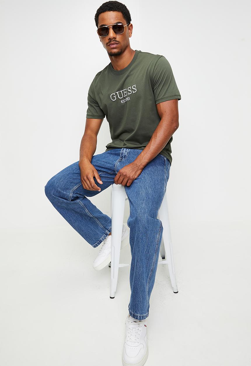 GUESS - Cn Ss Embroidery Logo Tee - Green Depths