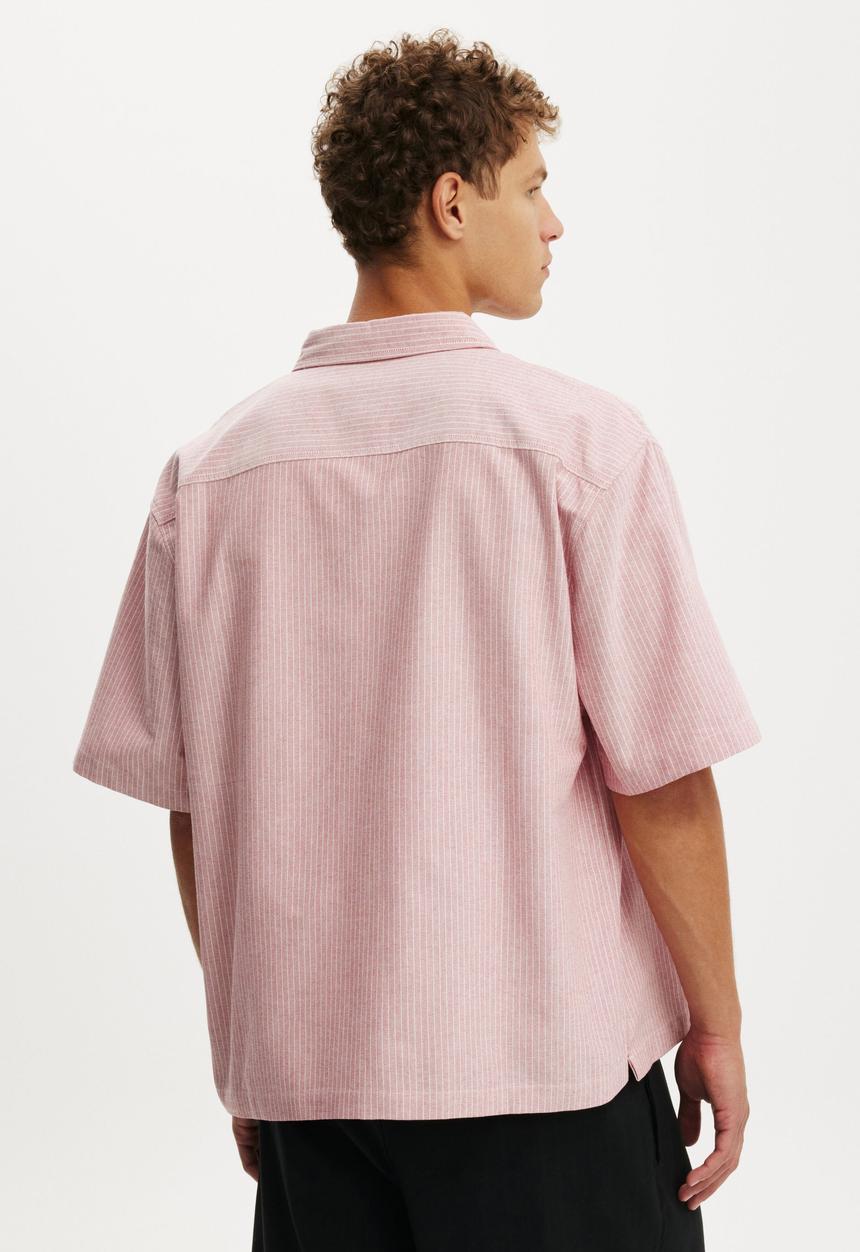 Cotton On - Lucky Short Sleeve Shirt - Red Stripe Emb