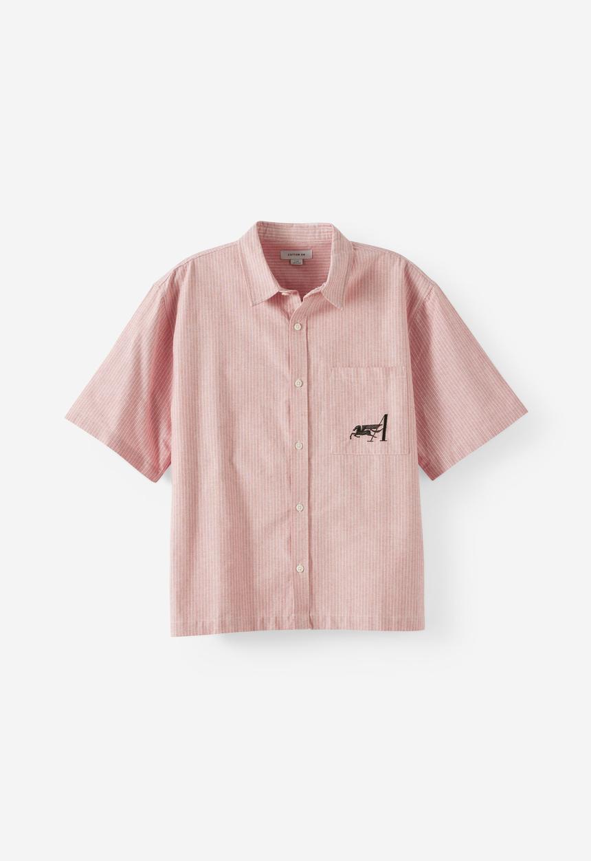Cotton On - Lucky Short Sleeve Shirt - Red Stripe Emb