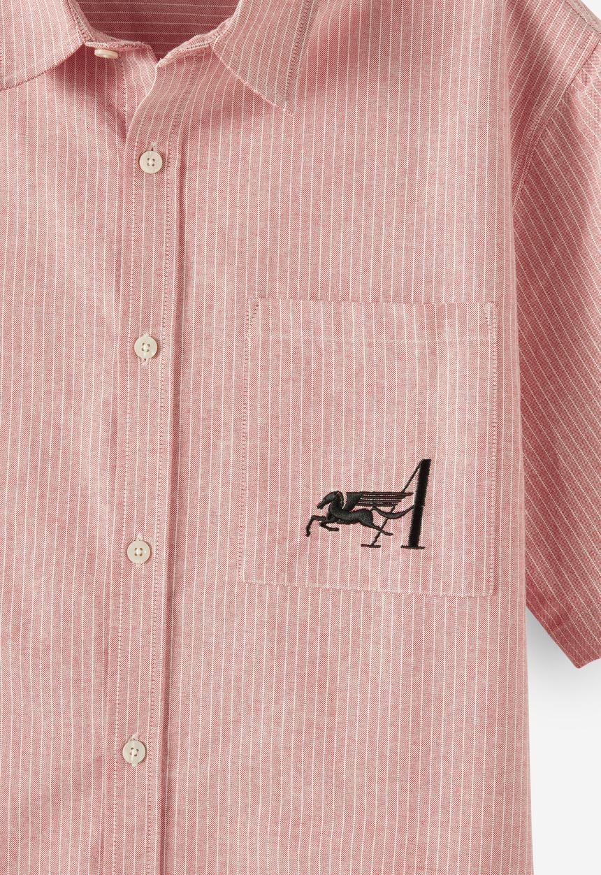 Cotton On - Lucky Short Sleeve Shirt - Red Stripe Emb
