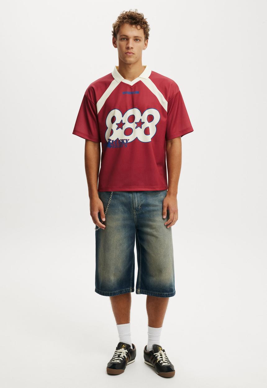 Cotton On - Cropped Sports Jersey - Garnet Red / 888