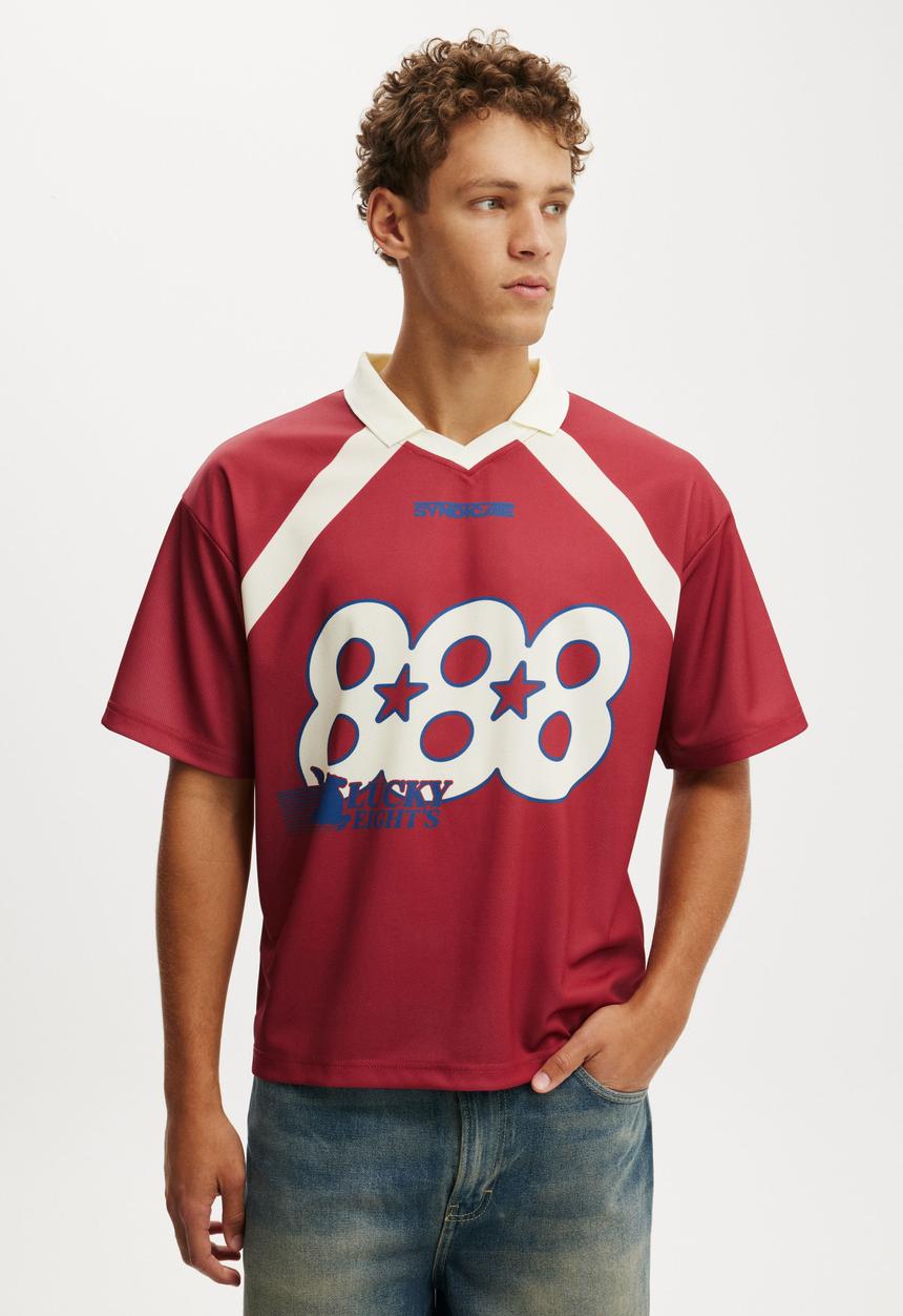 Cotton On - Cropped Sports Jersey - Garnet Red / 888