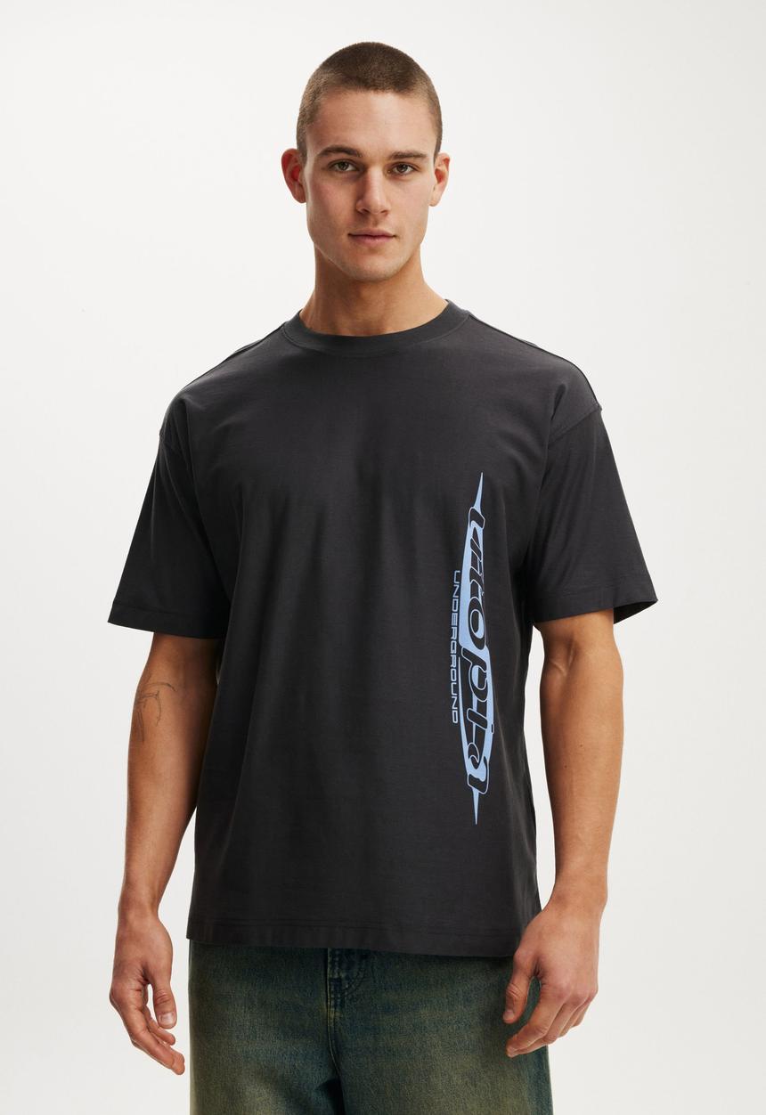 Box fit graphic t-shirt - vertical / washed black