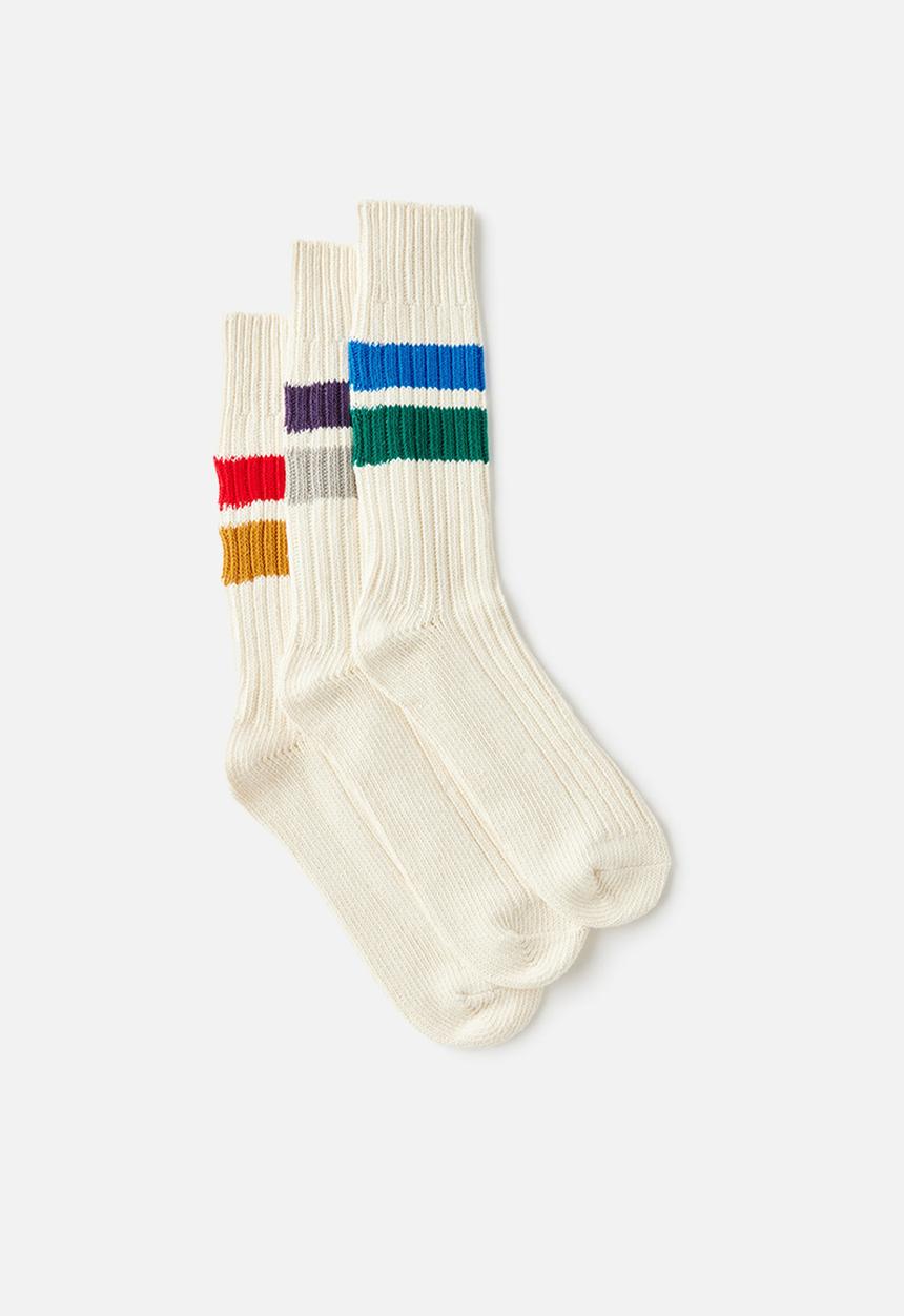 Cotton On - 3 Pack Varsity Socks - Vintage Red Gold/Purple Grey/Royal Blue Everg
