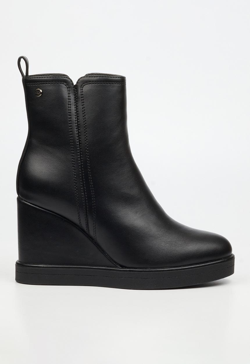 Miss Black - Bayou 1 platform wedge ankle boot - black