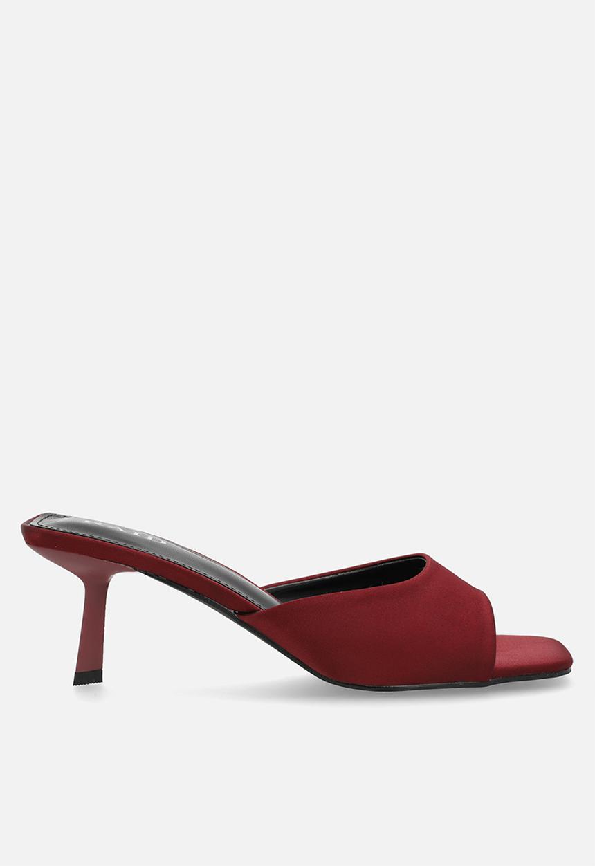 Rochi stiletto mule heel - burgundy satin