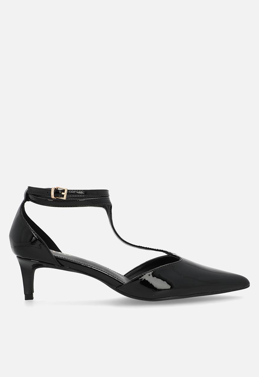 Raid London - Tosha stiletto ankle strap heel - black patent