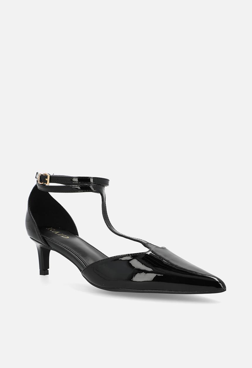 Raid London - Tosha stiletto ankle strap heel - black patent
