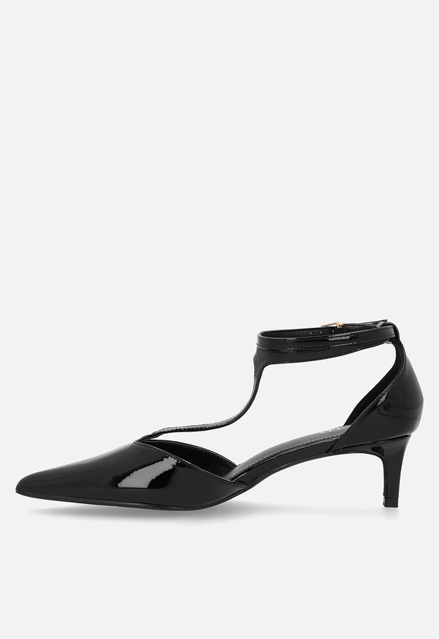 Raid London - Tosha stiletto ankle strap heel - black patent
