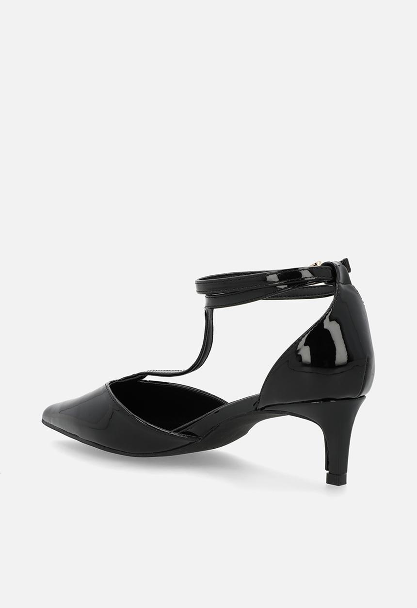 Raid London - Tosha stiletto ankle strap heel - black patent