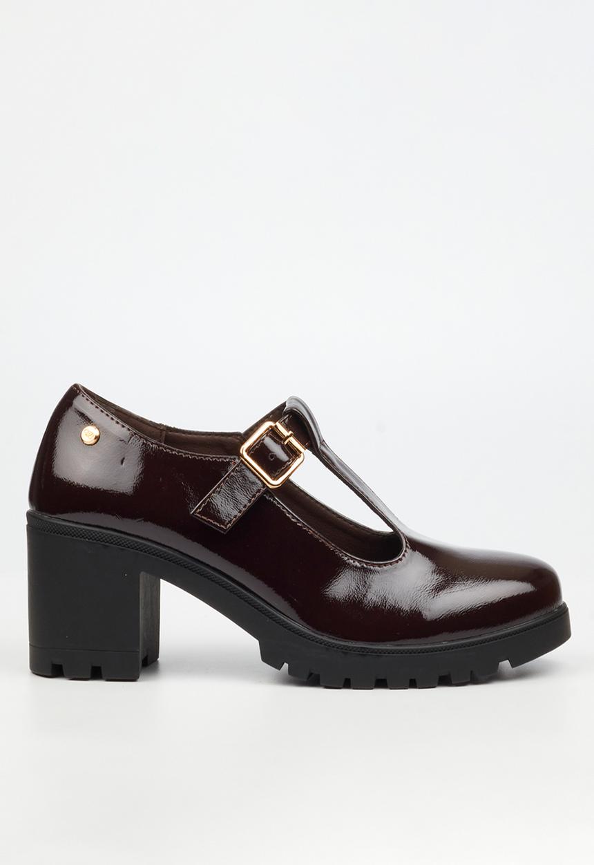 Miss Black - Crave 7 mary jane chunky block heel - chocolate