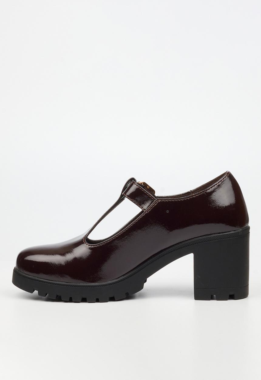 Miss Black - Crave 7 mary jane chunky block heel - chocolate