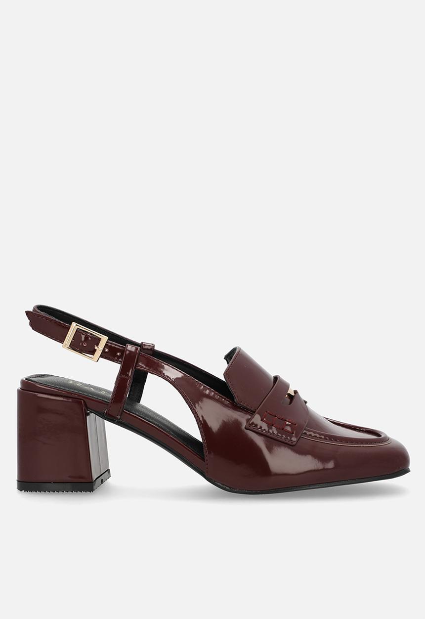 Raid London - Nisha block slingback heel - burgundy patent