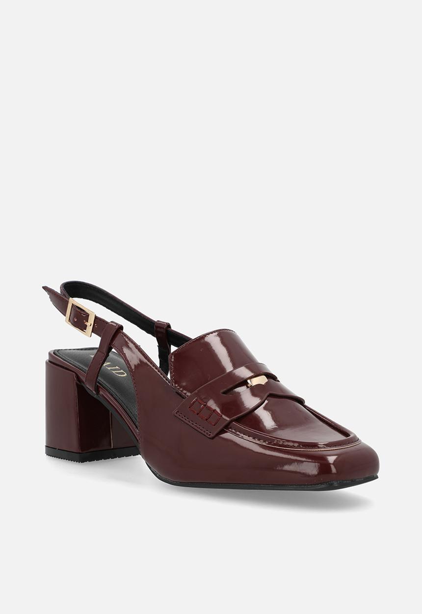 Raid London - Nisha block slingback heel - burgundy patent