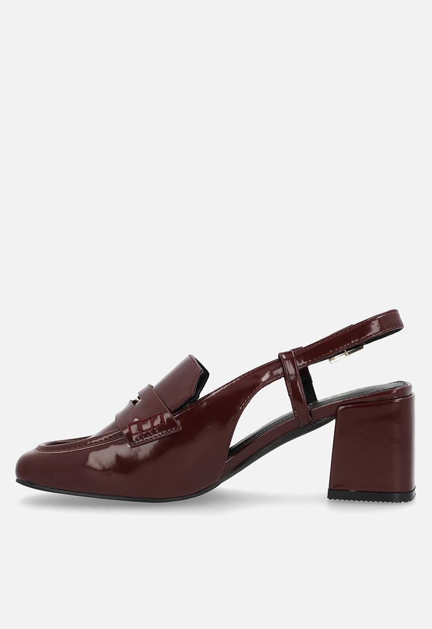 Raid London - Nisha block slingback heel - burgundy patent
