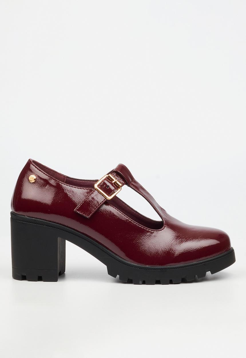 Miss Black - Crave 7 mary jane chunky block heel - wine