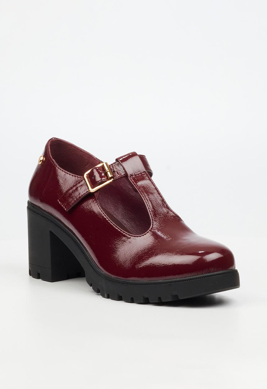 Miss Black - Crave 7 mary jane chunky block heel - wine