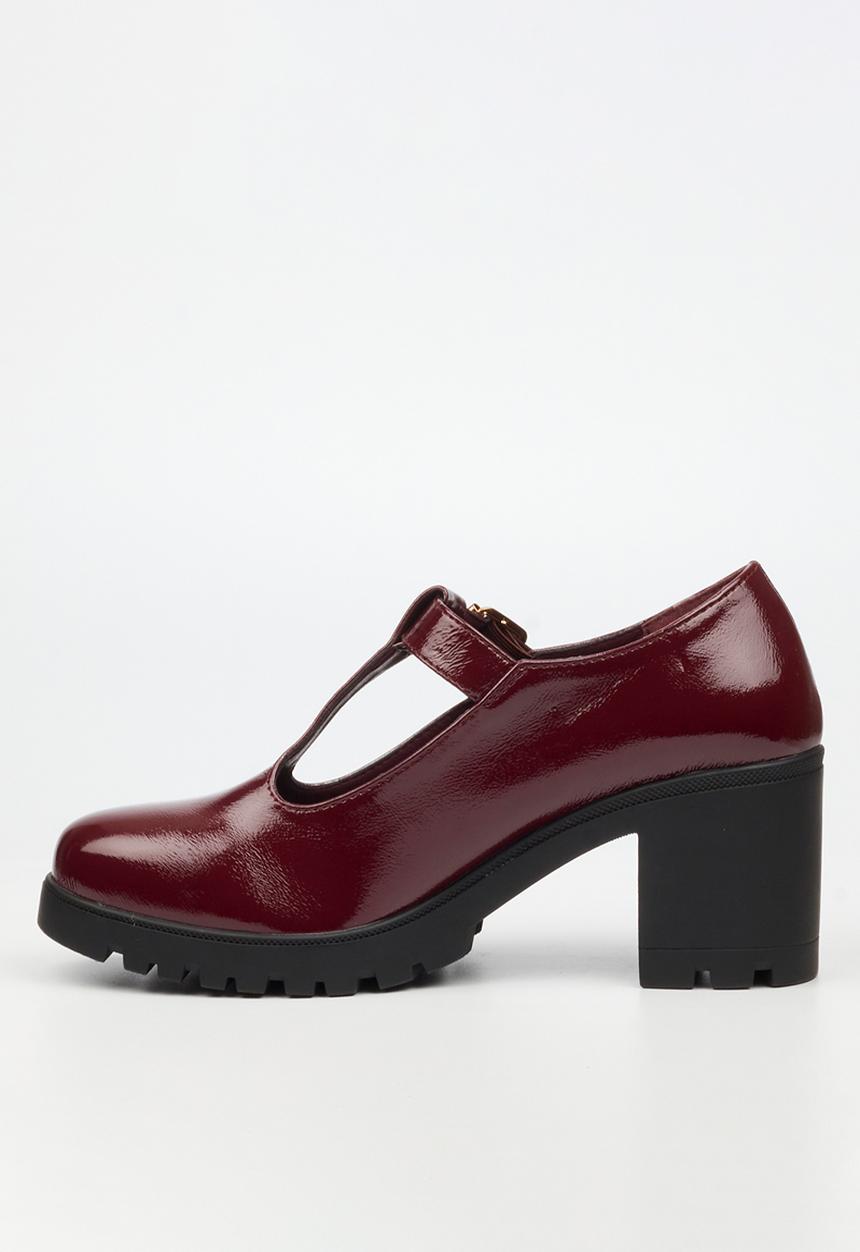 Miss Black - Crave 7 mary jane chunky block heel - wine