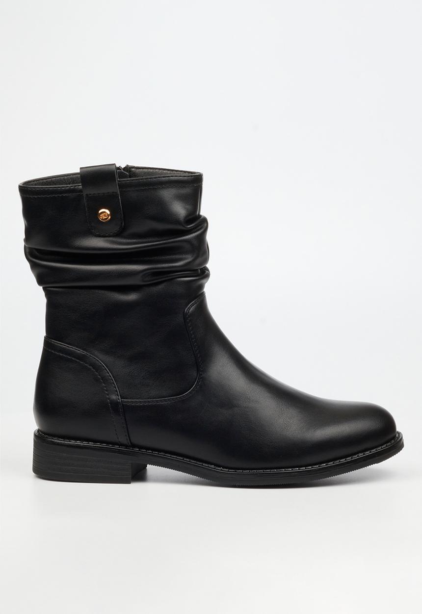 Miss Black - Mirror 1 ruched ankle boot - black