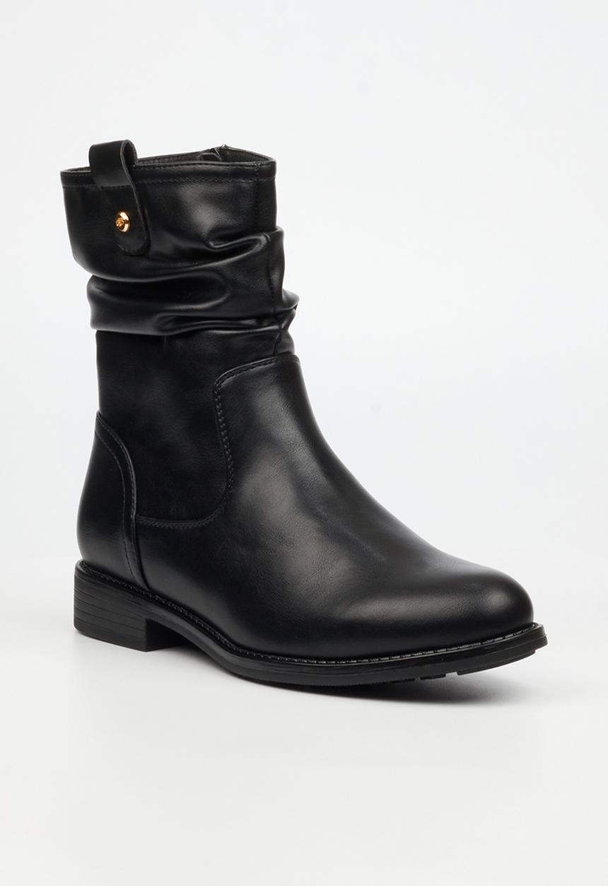 Miss Black - Mirror 1 ruched ankle boot - black