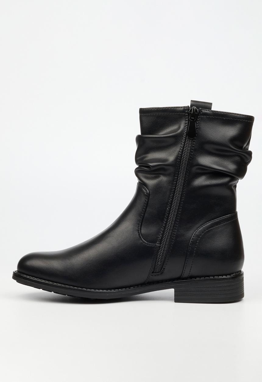 Miss Black - Mirror 1 ruched ankle boot - black