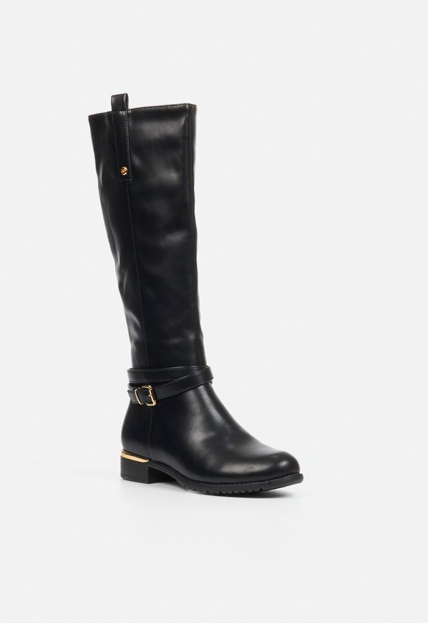 Hadar 27 gold buckle rider boot - black