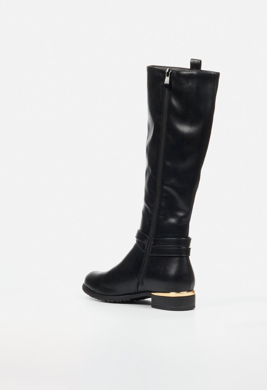 Miss Black - Hadar 27 gold buckle rider boot - black