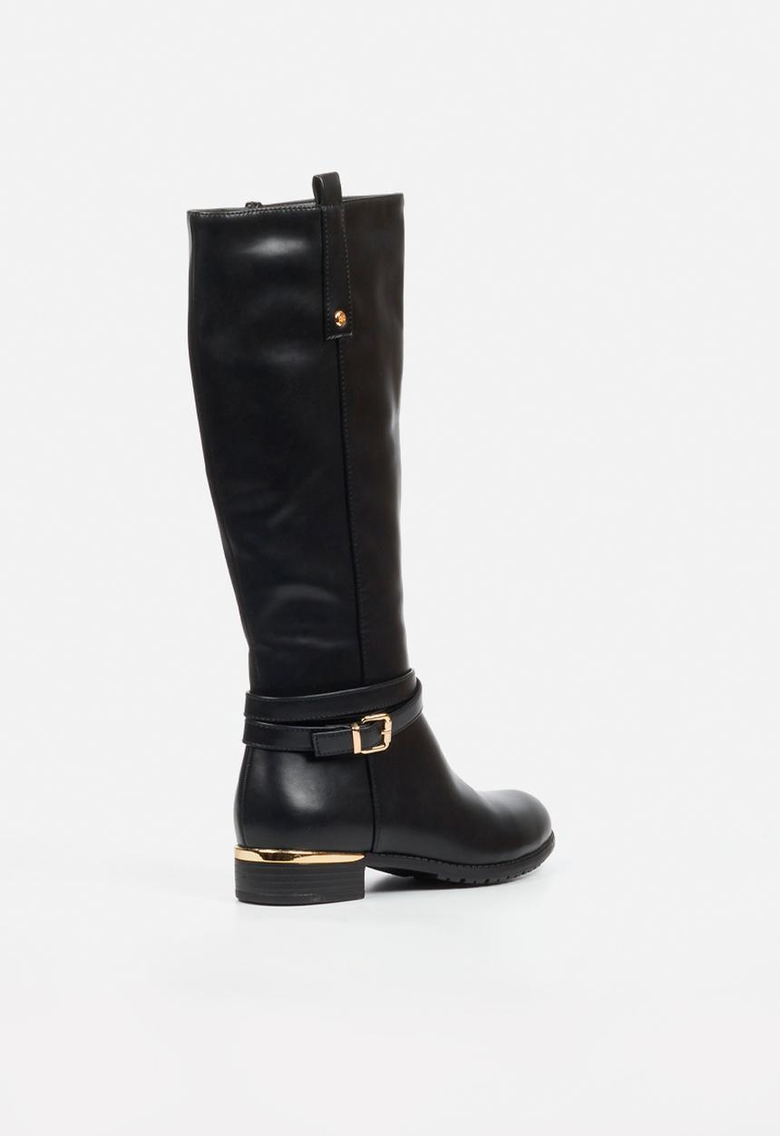 Miss Black - Hadar 27 gold buckle rider boot - black