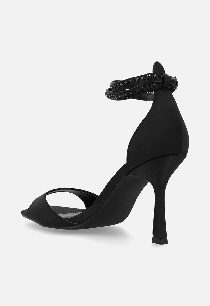 Raid London - Evita stiletto ankle strap heel - black satin