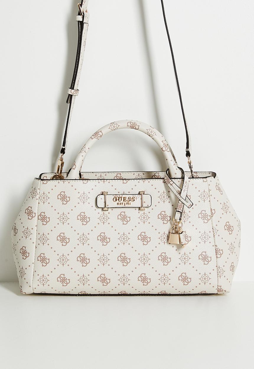 GUESS - Carrie Logo Girlfriend Satchel - Vanilla