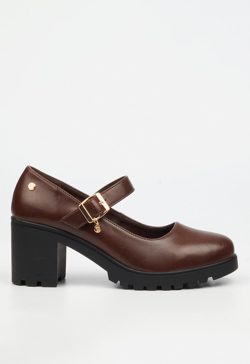 Miss Black - Crave 8 mary jane chunky block heel - chocolate