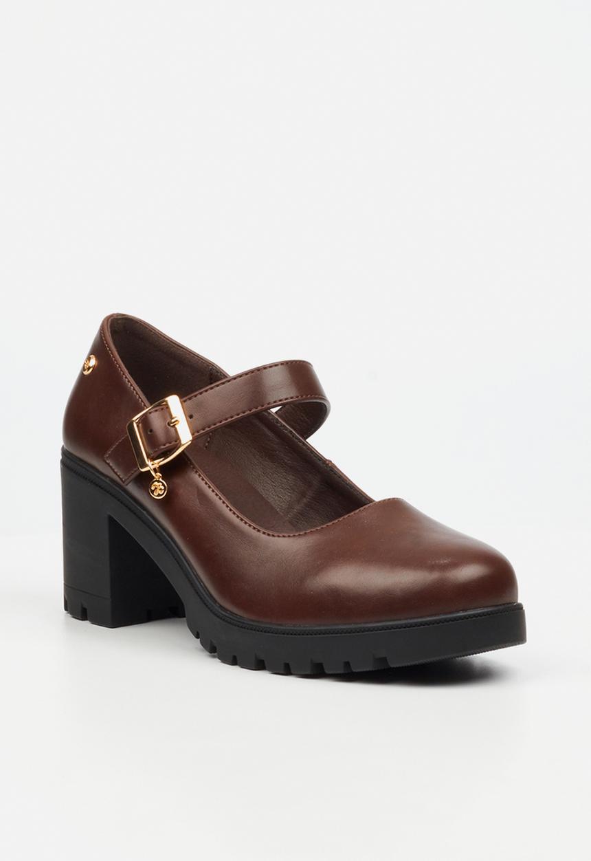 Miss Black - Crave 8 mary jane chunky block heel - chocolate