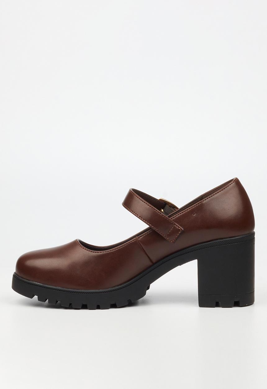 Miss Black - Crave 8 mary jane chunky block heel - chocolate