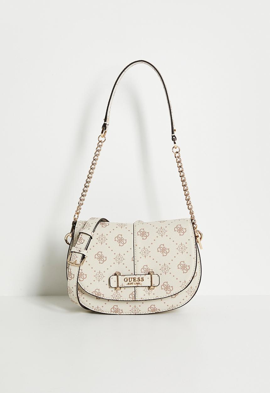 GUESS - Carrie logo flap shoulder bag- vanilla logo