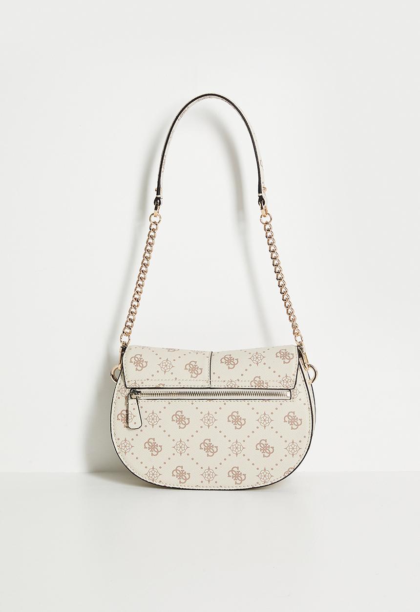 GUESS - Carrie logo flap shoulder bag- vanilla logo