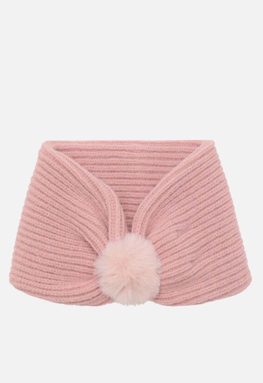 MANGO - Scarf pomponps -Lt-Pastel Pink