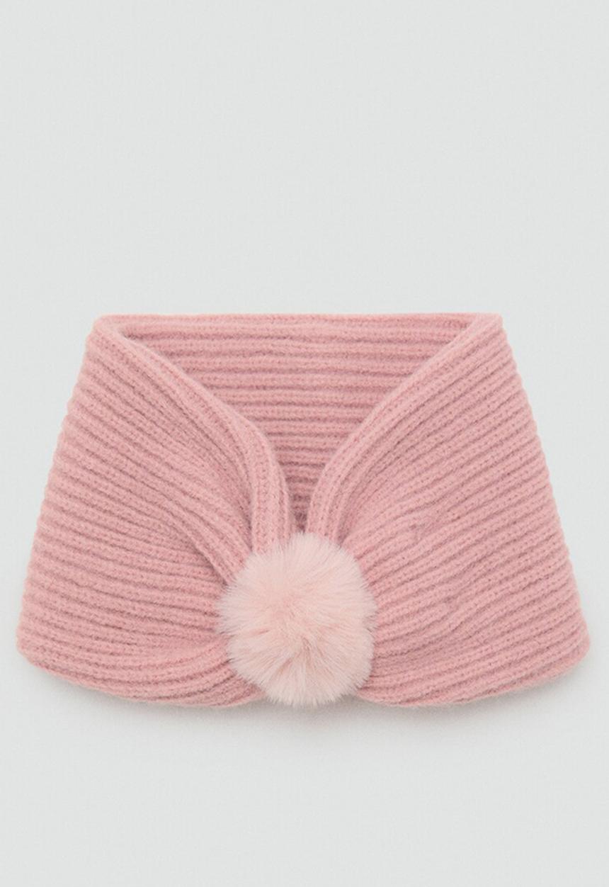 MANGO - Scarf pomponps -Lt-Pastel Pink