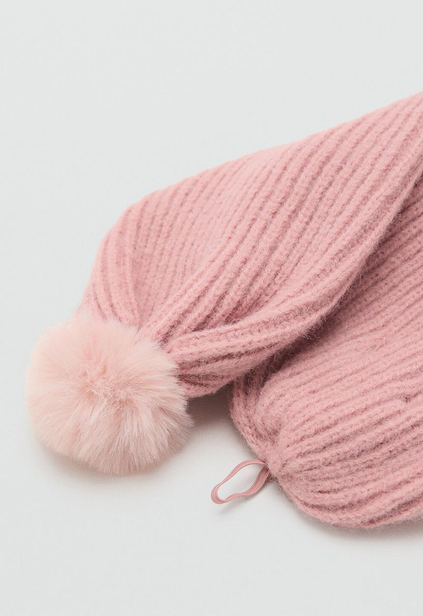MANGO - Scarf pomponps -Lt-Pastel Pink
